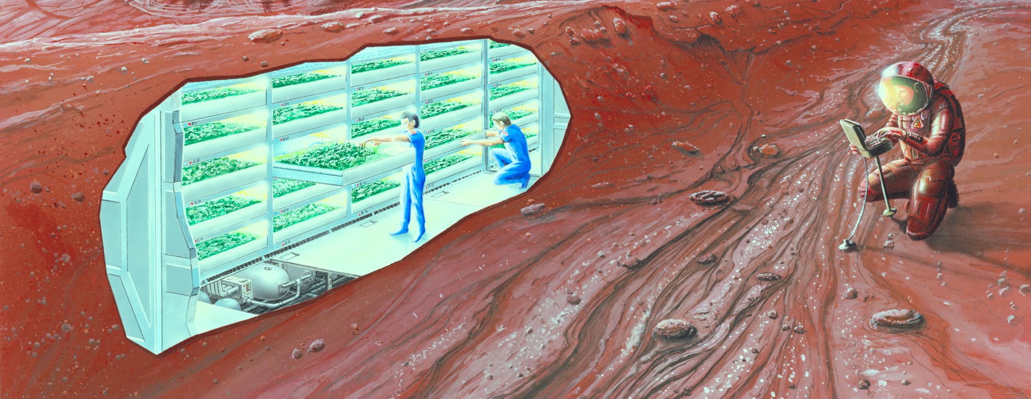 Concept Mars colony e1430939981884 كيف يمكن للزراعة على المريخ أن تساعد على تحسين الزراعة على الأرض مجلة نقطة العلمية