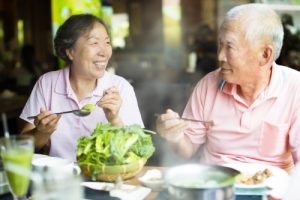Older Asian Couple Date Eating Vegetables مجلة نقطة العلمية