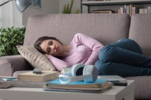 Tired Woman Fatigued Sofa Sleep مجلة نقطة العلمية