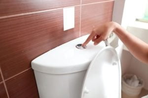 Woman Flushing Toilet مجلة نقطة العلمية