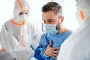 Male Patient Sick Covid Doctor Nurse Chest Lungs Breathing Problems Pain Hospital مجلة نقطة العلمية